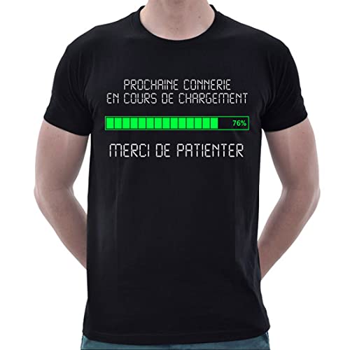 T-Shirt 76% Nerd Geek Humour en coton noir pour passionné de jeux vidéo