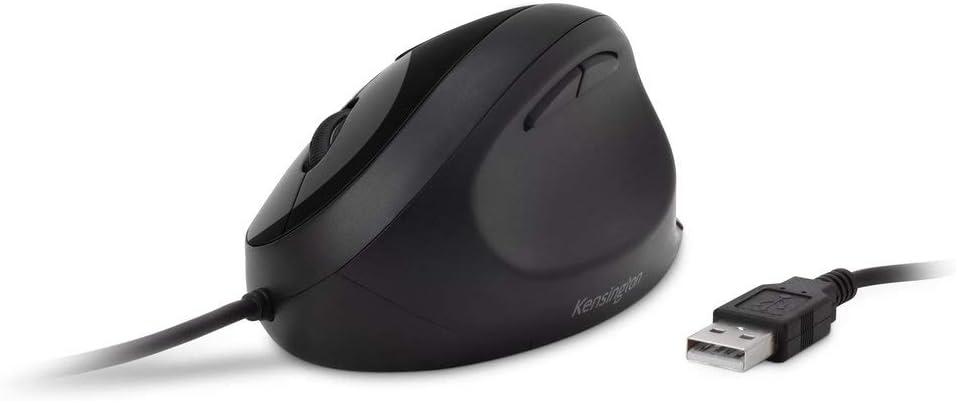 Kensington Wired Ergonomic Mouse - Pro Fit Ergo Wired Mouse for Your Home Office - Laptop/Desktop/PC/Gaming, with USB 3.0 Connection, 4 DPI Settings and 5 Buttons - Black (K75403EU)