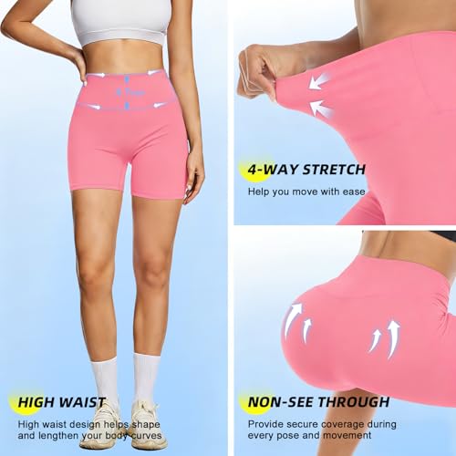 Image of FULLSOFT High Waisted Biker Shorts for Women-5 inch Tummy Control Fitness Athletic Workout Running Yoga Gym Shorts