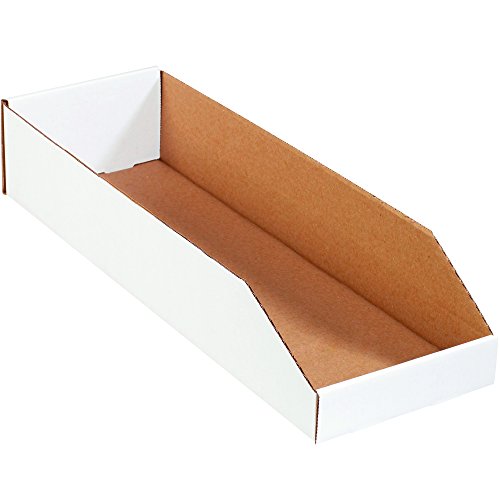 Image of Box USA BBINMT824 Open Top Bin Boxes, 8 inch x 24 inch x 4 1 /2 inch, Oyster White (Pack of 50)