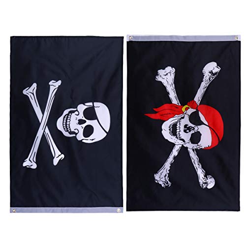 Yardwe 2 peças de bandeiras de pirata de Halloween decorativas para decoração de bares assombrados,