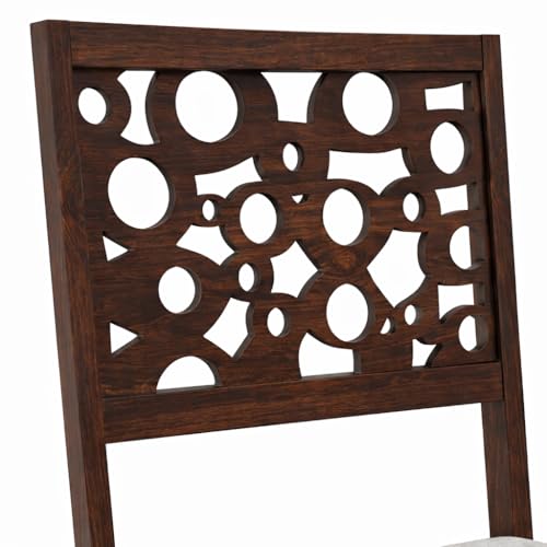 Image of WOODLAB Sheesham Wood 6 Seater Dining Table Set with Chairs | Wooden Dining Table for Home Dining Room | 6 Seater Dinner Table Set for Living Room and Home - Walnut Finish