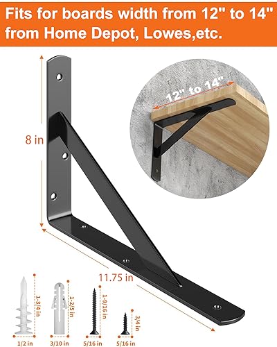 Luckin TSB-12PCS 12 Inch Heavy Duty Shelf Bracket thumb #1