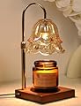 KVOOISD Candle Warmer Lamp with Timer, Flower Candle Lamp Warmer Black Dimmable Height Adjustable, Electric Candle Warmer for Large Jar Candles Wax Melt with 2 Bulbs, Gifts for Men Women Home Decor