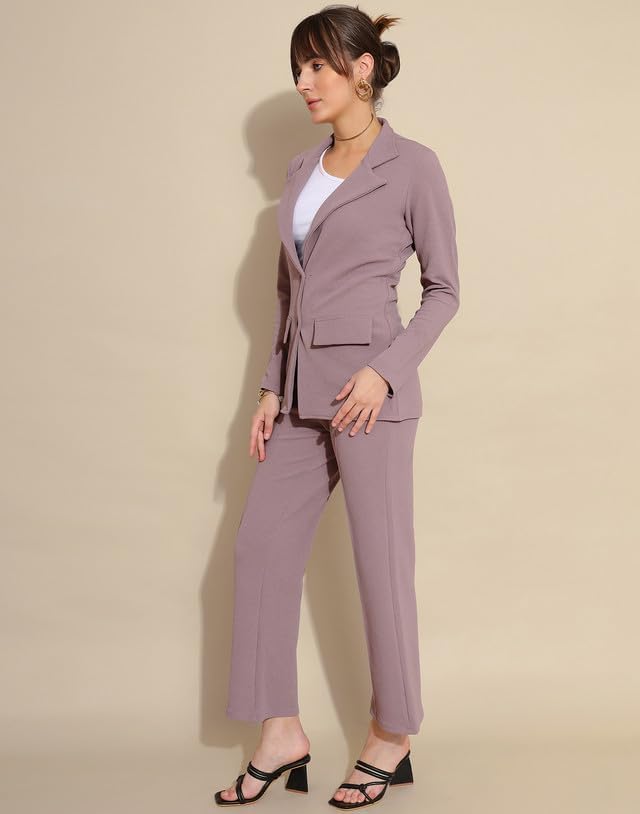 Image of SIRIL Women's Standard Length Co-Ord Set Polyester Blazer And Trouser Pant Set | Two Piece Co Ord Set | Office Wear Co Ord Set