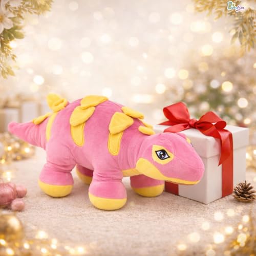 Image of Dinosaur Soft Toy (53CM) Cartoon Pink Plush Stuffed Animal| Baby Plush Toy Stuff Toy | Cute Cuddly Dino Teddy for Kids and Babies | Huggable Soft Toy Birthday Gift for Boys and Girls Kids