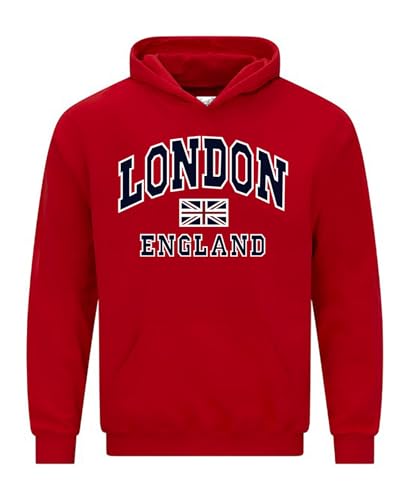 Image of Snapit London England Hoodie Union Jack Souvenir Quality Printed Hooded Top | Printed souvenir Hoodies| Unisex London Souvenir hoodie for Men/Women/Kids Red