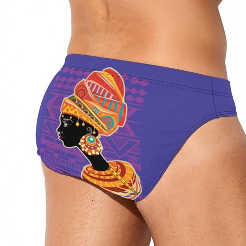 African Woman Tribal Mens Swim Briefs Quick Dry Swimming Trunks Training Swimsuit Low Rise Swimwear3