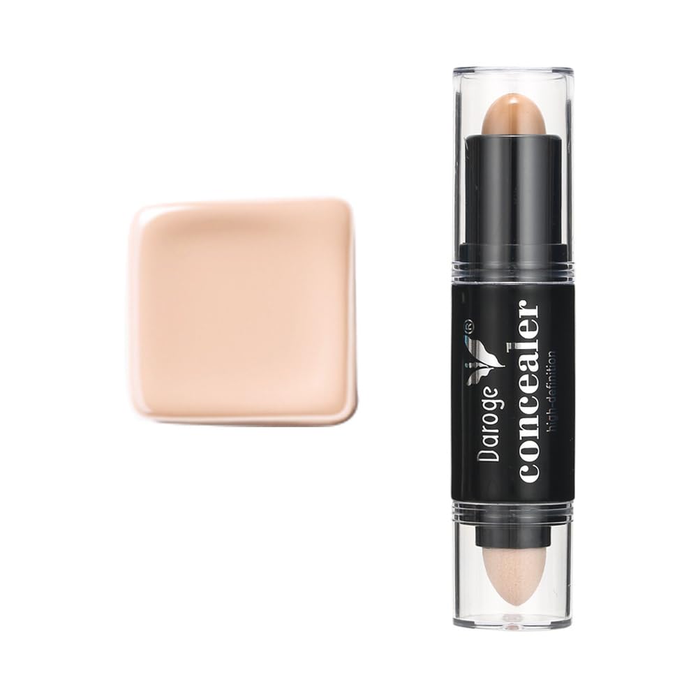 Daroge 2 in1 Eye HD Stick Matte Concealer With Sponge Facial Makeup All Skin Types, Longwear Medium- Full Coverage with Creamy Finish, Lightweight Formula Concealer 5 Gram (Honey)