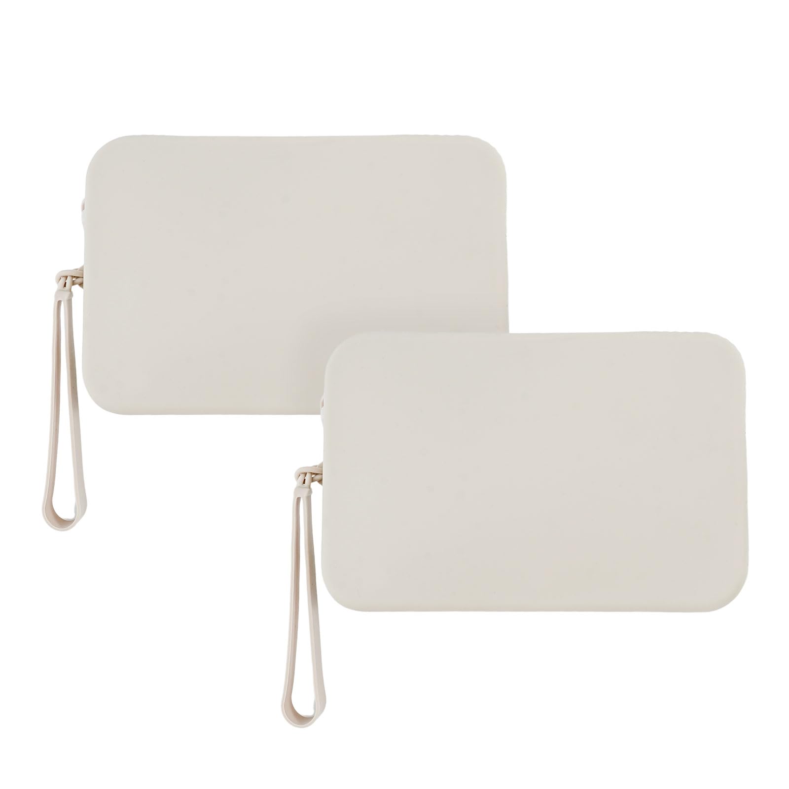 2Pcs Makeup Bag Silicone Cosmetic Bag Large Pouch Portable Travel Toiletry Make up Bags Waterproof Storage for Women Men Grey