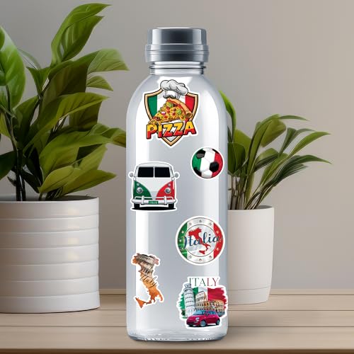 Image of Italy Travel Stickers 50 Pieces Vinyl Waterproof Decal for Laptop Water Bottle Phone Car Window Bike Motorcycle Stakeboard Scrapbook Italian Sticker Gifts