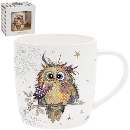 Caneca Lesser & Pavey Otto Owl | Canecas de café de cerâmica para casa ou trabalho, canecas de design premium para todas as ocasiões, desenhadas por Bug Art Lovely Mugs para chá, café e bebidas
