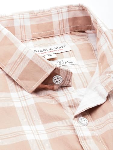 Image of Majestic Man Slim Fit Pure Cotton Checked Half Sleeve Casual Shirt
