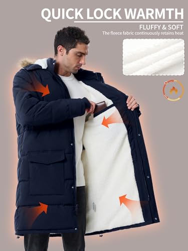 Image of Winter Coats For Men Winter Jackets Water Resistant Warm Thicken Puffy Hooded Insulated Thicken Parka Coat