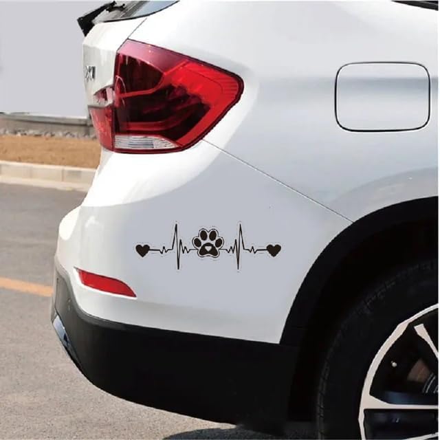 MAKTEM Paw Print Silhouette Heartbeat Car Sticker, Warning Dog on Board Decal, Dog on Board for Pet Lovers, Animal Lover, Paws on Board (Black) - Image 3