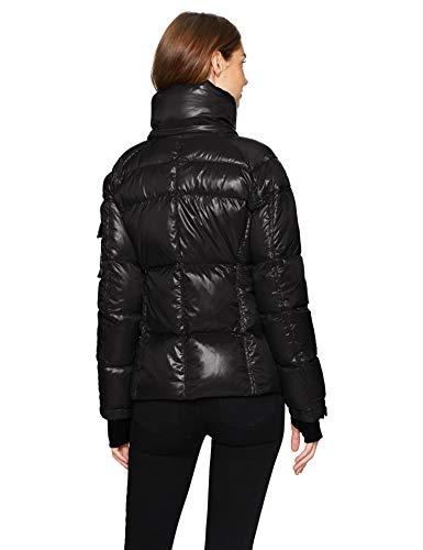 S13 Women's Kylie Down Puffer Jacket With Faux Fur Trimmed Hood, Jet, Large #TOP2