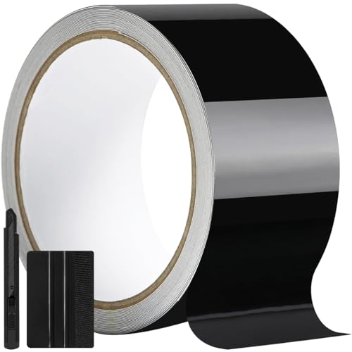 GRTHTATI 10cm x 900cm Vinilo para Coche Eliminación de Chrome Vinilo Adhesivo Coche de Protección para Automóvil, Moto, Bicicleta (Negro Brillo, 5cm x 900cm)