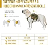 OneTigris Hundegeschirr mit Tasche, Hoppy Camper 3.0 Camping Wandern Hunderucksack für für Mittlere/Große Hunde, Rucksack für Hunderücken 2 Haupttaschen 4 Nebentaschen - Grün M
