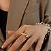 Dtja Rectangle Oval Ball Statement Ring for Women Fashion Polished Geometric Open Wrap Band Rings Comfort Fit Chic Wedding Holiday Party Jewelry Size 7 (Gold-Tone)