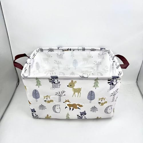 Image of Rectangle Storage Basket Cute Canvas Organizer Bin for Pet /Children Toys, Books, Clothes Perfect for Rooms /Playroom (Fox)