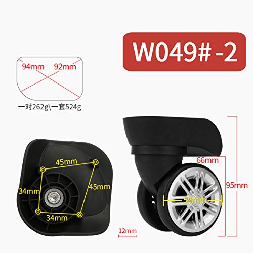 Trunk Wheels, 360 Degree Swivel Luggage Mute Wheel Suitcase Replacement Repair Wheels Parts Spinner(A Pair/Set)2