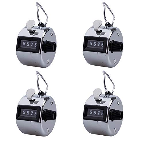 4 Piezas Contador Manual,Contador de Conteo Manual con Anillo de Dedo para Llevar Cómodamente, Contador de Conteo de Mano de 4 Dígitos Adecuado para Deportes, Escuelas, Trenes, Clubes, Oficinas