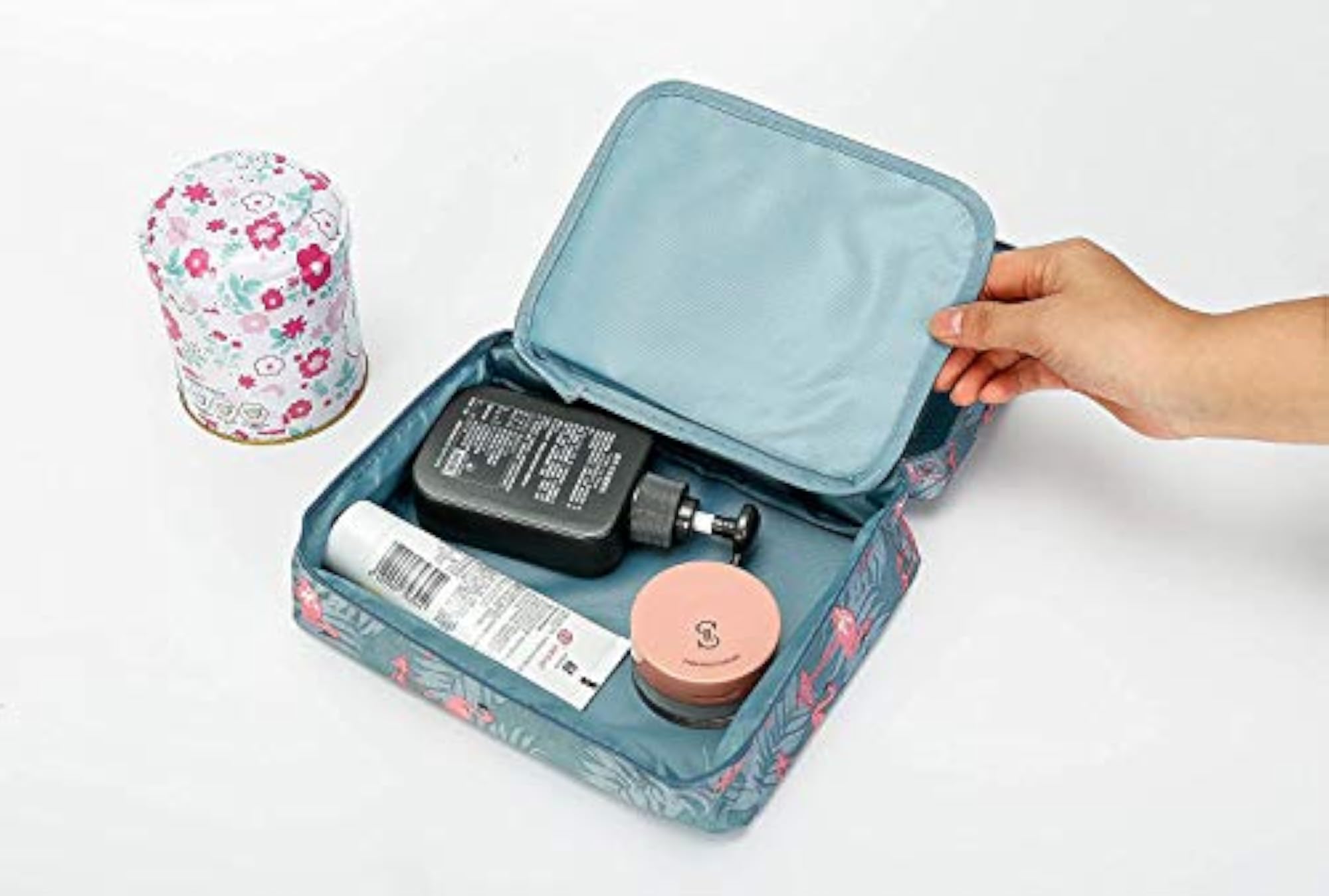 Floral Cosmetic Pouch, 18 Cms, Waterproof, White