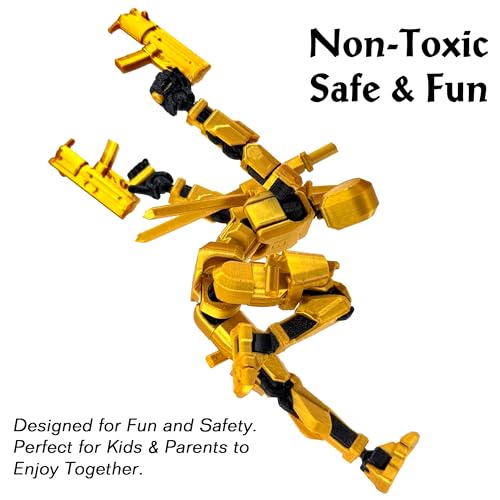 Gatling Gun T13 Titan 13 Action Figure Set【Assembled】, Robot Action Figure 3D Printed robo 13 Action Fidget Toys Dummy Figure Articulated, Lucky 13 for Collectors Desktop Decorations (Silver-Black)