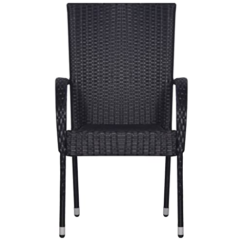 VidaXL Gartenstühle 2 Stk. Poly-Rattan Schwarz Kau Produktbild-Vorschau 10
