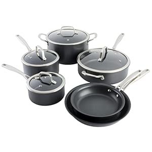 Kenmore Pro Arbor Heights 7-Layer Hard Anodized Induction Nonstick Platinum Forged Aluminum Cookware Set, 10-Piece, Black