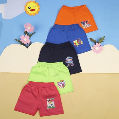 Image of BABA AND BABY 100% Cotton Printed Multicolor Shorts for Boys and Girls Pack of-10