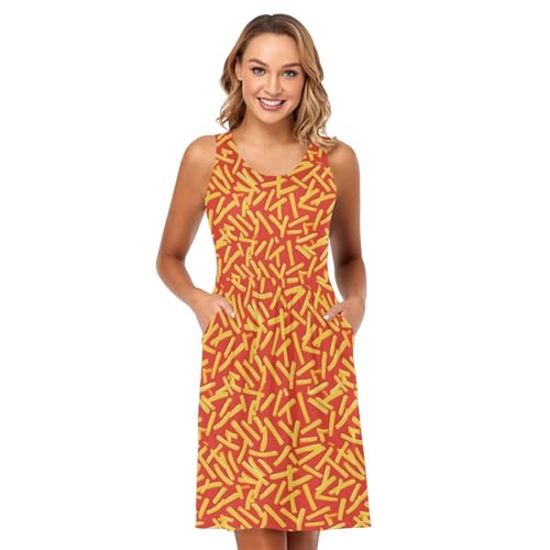 Image of ALAZA Women's Summer Dress Sun Dress Sleeveless with Pockets