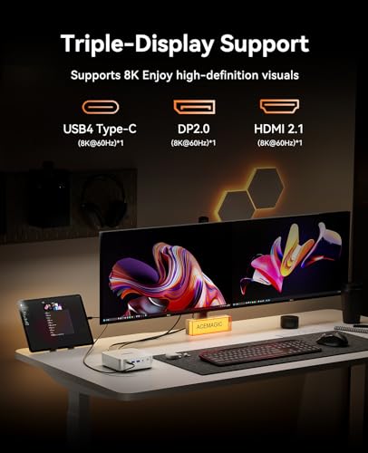 Image of ACEMAGICIAN W1 Gaming Mini PC, Ryzen 7 H 255 (Up to 4.9GHz, 8C /16T), Radeon 780M Graphics, 16GB RAM, 1TB PCIe4.0 SSD, Mini Desktop Computer for Content Creation, Programming, Gaming & Home Office