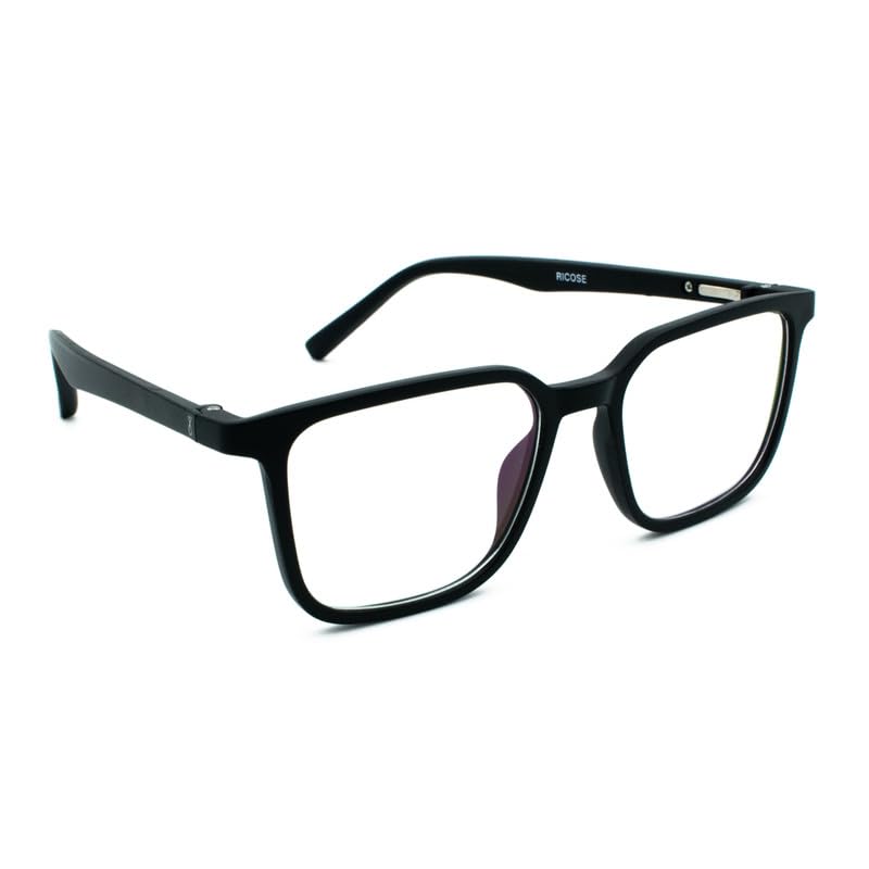 RICOSE Eyewear | Blue Cut Computer Glasses | Zero Power | Square Shape | Lightweight Fiber Full Frame Spectacles for Enhanced Comfort and Elegant Style for Men & Women