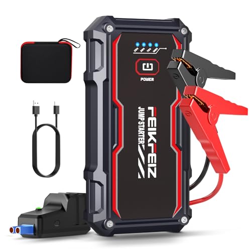 FEIKFEIZ Arrancador de Coches, 6000A 26800mAh Arrancador Batería Coche (para Todo Vehículo de Gasolina o 8,0L de Diesel), Booster Bateria, con Puerto de Salida USB, Luz LED.
