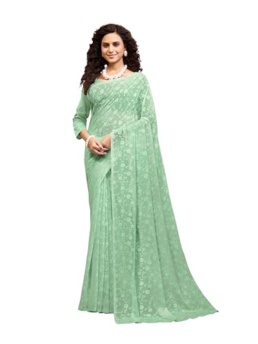 Image of Garden Vareli Viscose Brasso Floral Print Saree