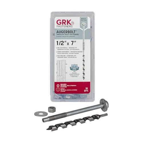 GRK Fasteners 1/2 x 7 AugerBolt™ Galvanized Through Bolts w/Bit, 10 PCS