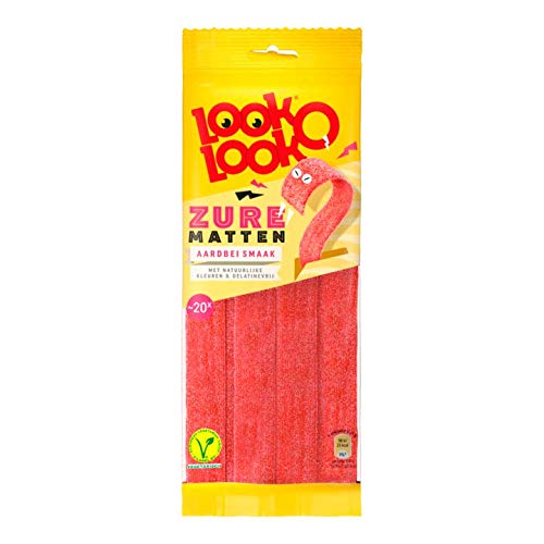 Caramelo amargo de fresa | Look-O-Look | Sour Mats Strawberry Taste 20 Piezas | Peso total 125 gramos