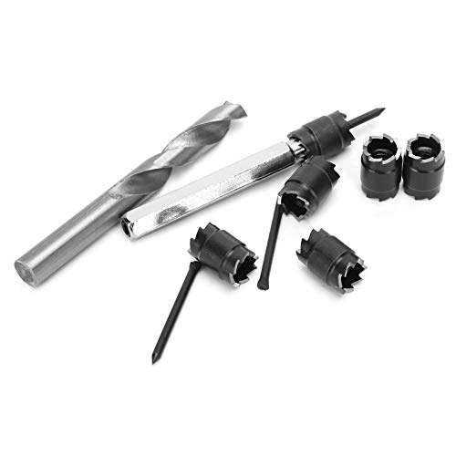 9Pcs Spot Weld Cutter Hole,Dc Spot Weld Drill, Spot Welding Cutter Circuit Breaker for Solar Panels Dc Breaker Opener Set Removable Spot Weld Drill Bit High Speed Steel Hex