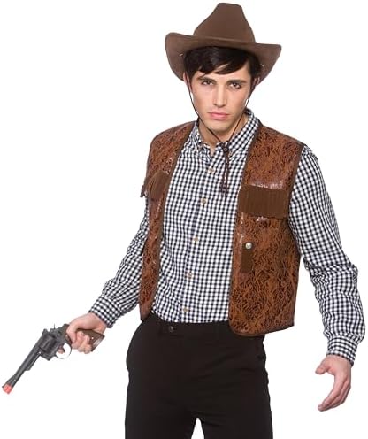Wicked Costumes Men's Brown Cowboy Waistcoat Fancy Dress Costume - One Size