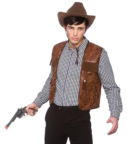 Wicked Costumes Men's Brown Cowboy Waistcoat Fancy Dress Costume - One Size