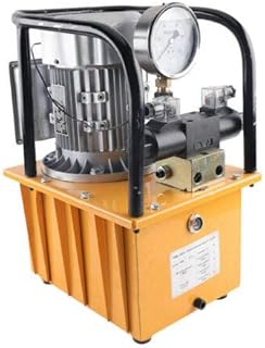 10152 PSI Hydraulic Electric Pump 750W Double Acting Hydraulic Driven Pump 110V 60HZ 7L Oil Capacity Manual Valve Hydraulic Power Pack Cylinder Hydrafore Pump with Oil Hose Quick Connector