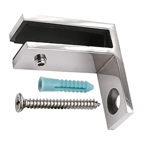 Top Hardware 90 Degree Glass to Wall Stainless Steel Bracing Clamp,Bracket,Stiffener for 1/2 and 3/8 Glass,Chrome Finish