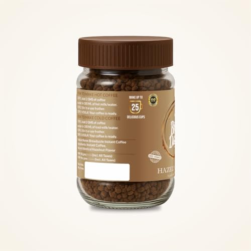 Image of BREW DAZZLE Hazelnut Joy | 100% Arabica Instant Coffee | Aromatic and Smooth Pack | Rich Aroma Hazelnut Flavoured Coffee Granules (50g)