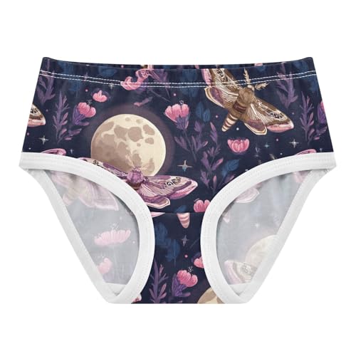 Wusikd Moths Flowers Girls' Underwear Cotton Moons Girls Briefs Soft Toddler Underwear 2T