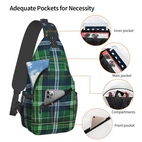 Mochila bandolera estampada tartán escocés azul miniatura 4