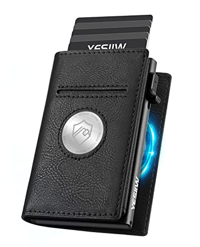 Yesiiw Airtag Wallet For Men Compatible With Apple Airtag, Rfid Blocking Leather Smart Wallet Air Tag Wallets, Pop Up Card Holder With Money Clip And Id Window Black #TOP6