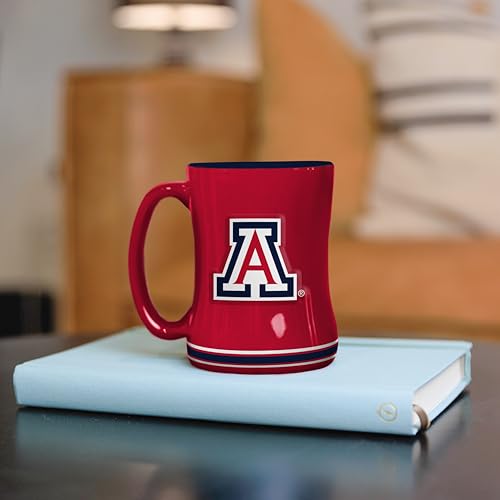 Image of Logo Brands NCAA Arizona Wildcats 14 oz Relief Coffee Mug - Officially Licensed Mug, Sculpted 3D Logo and Team Colors - Comfortable Handle and Glossy Finish for College Sports Fans