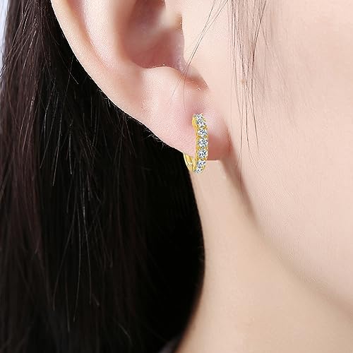 Moissanite Hoop Earring, 925 Sterling Silver 1.4ct D Color Moissanite Earrings, 18K White Gold Plated Huggie Hoop Earrings for Women2