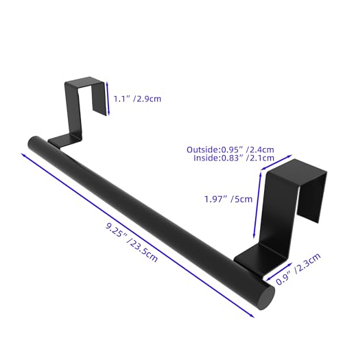 Image of Cabinet Door Towel Bar, Kitchen Towel Holder, Matte Black 2 Pack | Extended Anti-Slip Arm, EVA Scratch Guard Pads, No-Drill Install, Stainless Steel Dish Towel Holder, Kitchen Towel Rack